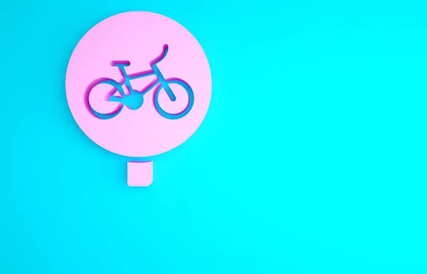 Pinkfarbenes Fahrrad Symbol Auf Blauem Hintergrund Radrennen Extremsport Sportgeräte Minimalismus — Stockfoto