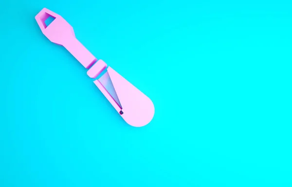 ピンクのドライバーアイコンは青の背景に隔離されています サービスツールのシンボル 最小限の概念 3Dイラスト3Dレンダリング — ストック写真