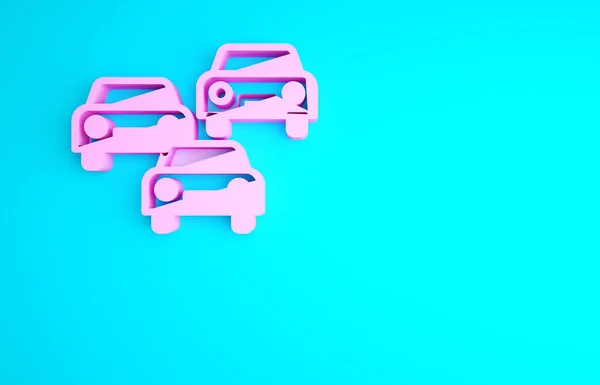 Рожеве Варення Дорожньому Значку Ізольовано Синьому Фоні Автомобільний Транспорт Концепція — стокове фото
