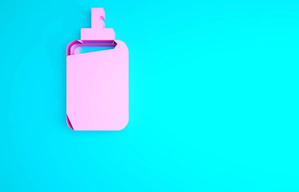 Ícone Spray Pimenta Rosa Isolado Fundo Azul Gás Aerossol Autodefesa — Fotografia de Stock