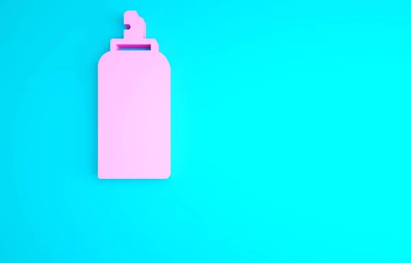 Spray Tinta Rosa Pode Ícone Isolado Fundo Azul Conceito Minimalismo — Fotografia de Stock