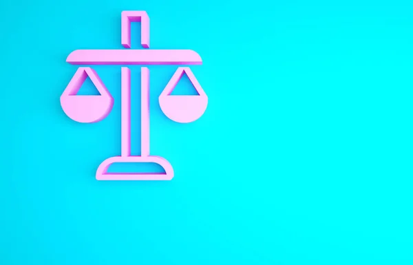 Pink Scales Justice Icon Isolated Blue Background Court Law Symbol — Stock Photo, Image