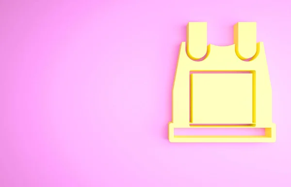 Желтый Пуленепробиваемый Жилет Защиты Пуль Значок Изолирован Розовом Фоне Знак — стоковое фото