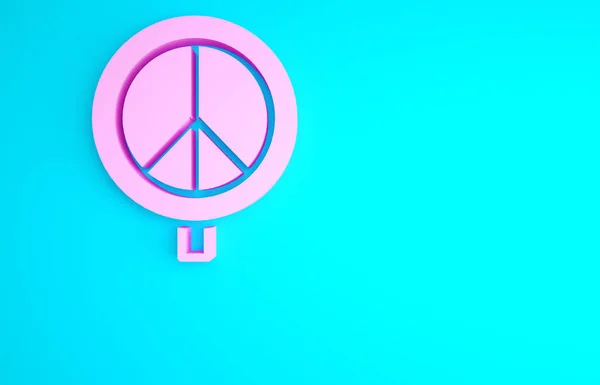 Icône Paix Rose Isolée Sur Fond Bleu Symbole Hippie Paix — Photo