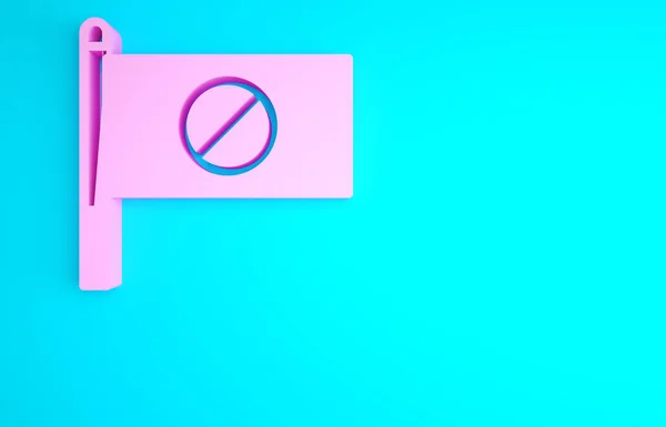 青色の背景に隔離されたピンクの抗議アイコン 抗議者 スピーチ バナー 抗議プラカード 嘆願書 リーダー リーフレット ミニマリズムのコンセプト3Dイラスト 3Dレンダリング — ストック写真