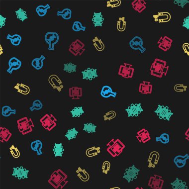 Hatlar halinde DNA araştırması, arama, genetik mühendislik, müşteri çekme ve klinik kayıtlarını kusursuz şablona göre ayarla. Vektör.