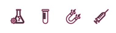 Biyomühendislik, yıldırımlı mıknatıs, test tüpü ya da şişe ve şırınga ikonu hazırlayın. Vektör.