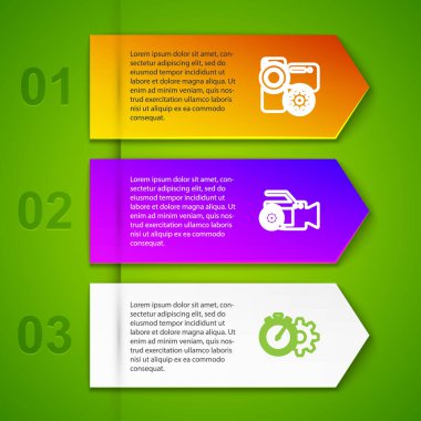 Video kamera ayarları, zaman yönetimi, Router ve wi-fi ayarları. Ticari bilgi şablonu. Vektör.