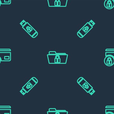 Satır dizinini ayarla ve kilitle, USB flash bellek ve kredi kartını pürüzsüz desene ayarla. Vektör.