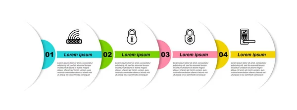 Impostare Linea Wifi Bloccato Blocco Soldi Porta Digitale Con Wireless — Vettoriale Stock