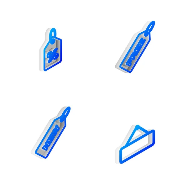 Definir Linha Isométrica Etiqueta Preço Com Livre Por Cento Desconto —  Vetores de Stock