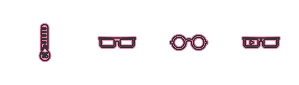 Set Line Humidity Glasses Smart Glasses Icon Vector — Stock Vector