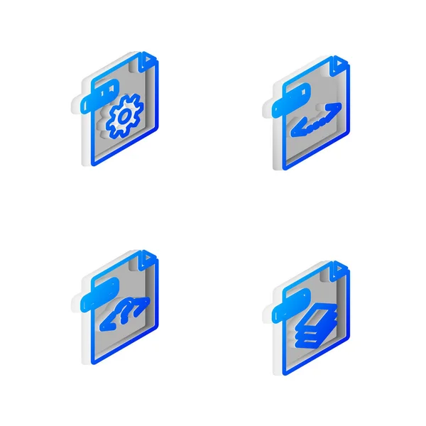 Defina Isometric Line Xml File Document Dll Php Psd Icon — Vetor de Stock