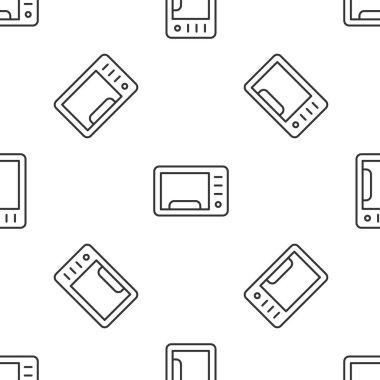 Beyaz zemin üzerinde siyah mikrodalga fırın ikonu izole edildi. Ev aletleri simgesi. Sarı kare düğme. Vektör.