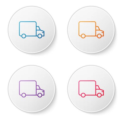 Isometric Teslimat kargo aracı ikonu turuncu arka planda izole edildi. Vektör.