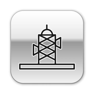 Beyaz arkaplanda siyah anten simgesi izole edildi. Radyo anteni kablosuz. Teknoloji ve ağ sinyali radyo anteni. Vektör.