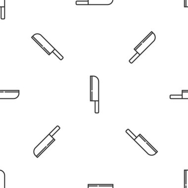 Gri çizgi bıçak ikonu beyaz arka planda kusursuz deseni izole etti. Çatal bıçak sembolü. Vektör.