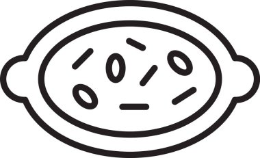 Siyah çizgi Kheer beyaz arka planda izole edilmiş bir kase ikonunda. Geleneksel Hint yemekleri. Vektör.