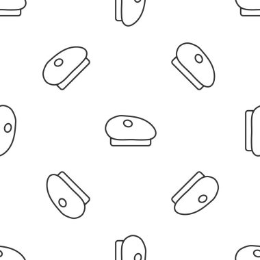 Gri çizgi Fransız beresi ikonu beyaz arka planda izole edilmiş pürüzsüz desen. Vektör.