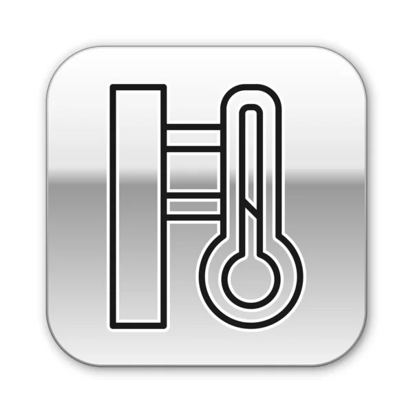 Czarny Termometr Meteorologiczny Ikona Pomiarowa Izolowana Białym Tle Urządzenia Termometryczne — Wektor stockowy