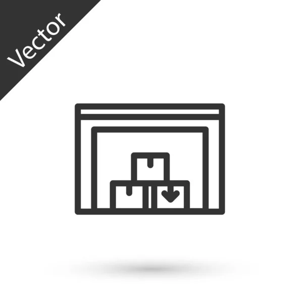 Icono Grey Warehouse Aislado Sobre Fondo Blanco Vector — Vector de stock