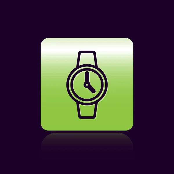 Black Line Wrist Watch Icon Isolated Black Background Wristwatch Icon — Stock Vector