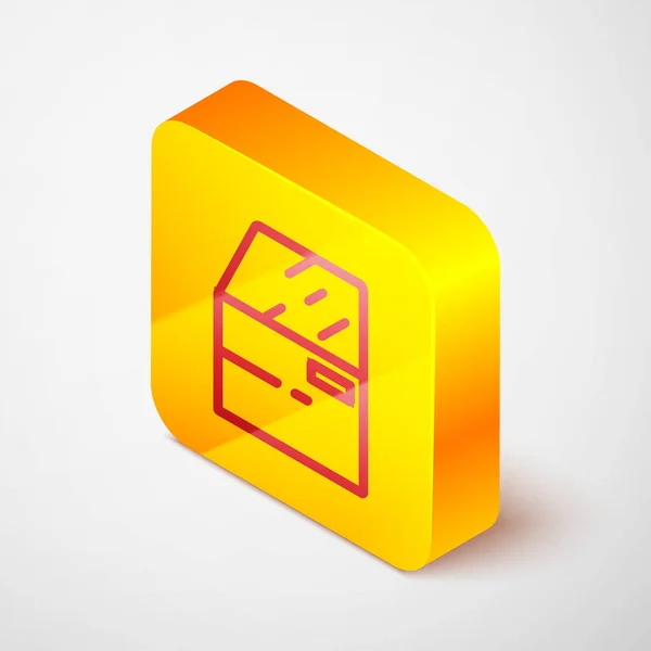 Isometrische Lijn Auto Deur Pictogram Geïsoleerd Grijze Achtergrond Gele Vierkante — Stockvector