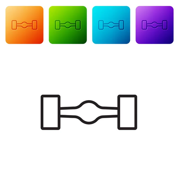 Черная Линия Chassis Иконка Автомобиля Выделена Белом Фоне Поставьте Цветные — стоковый вектор