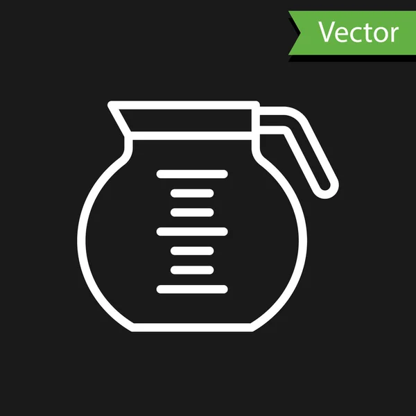 Línea Blanca Icono Cafetera Aislado Sobre Fondo Negro Vector — Vector de stock