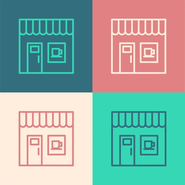 流行艺术系列咖啡店图标孤立在色彩背景上 — 图库矢量图片