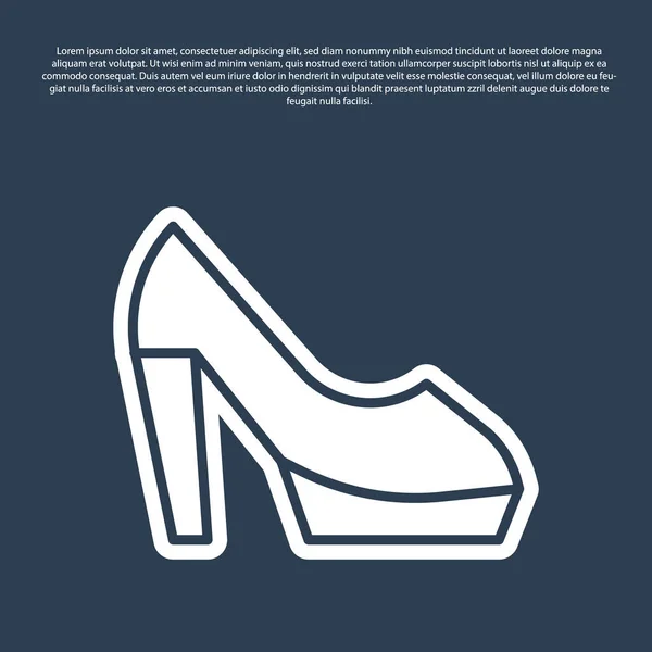 Blue Line Woman Shoe High Heel Icon Isolated Blue Background — Stock Vector