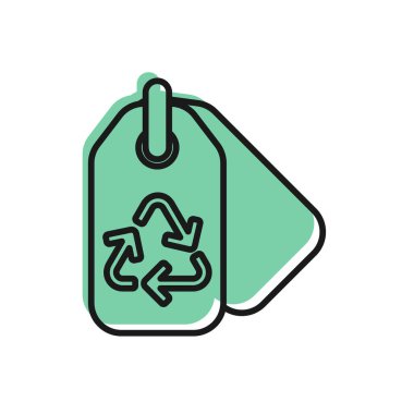 Beyaz arkaplanda izole edilmiş simge simgesine sahip siyah çizgi etiketi. Pankart, etiket, etiket, logo, çevre yeşili etiketi. Vektör.