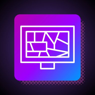 Siyah arkaplanda beyaz çizgi resim simgesi izole edildi. Kare renk düğmesi. Vektör.