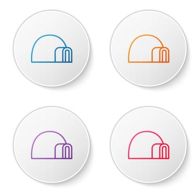 Igloo buz evi simgesi beyaz arkaplanda izole edilmiş. Kar evi, Eskimo kubbesi şeklindeki baraka, bloklardan yapılmış. Simgeleri daire düğmelerine ayır. Vektör.