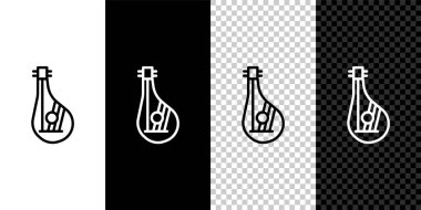 Siyah beyaz arka planda izole edilmiş geleneksel Ukrayna müzik enstrümanı bandura simgesi. Vektör.