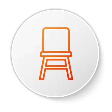 Turuncu Sandalye simgesi beyaz arkaplanda izole edildi. Beyaz daire düğmesi. Vektör.