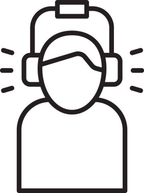 Siyah çizgili kulaklıklı adam beyaz arka planda izole edilmiş. Vektör.