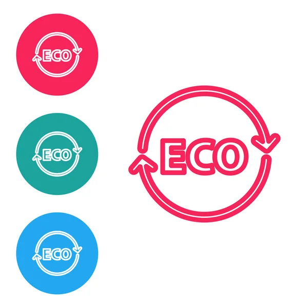 Röd Linje Banner Etikett Etikett Logotyp För Eko Grön Hälsosam — Stock vektor