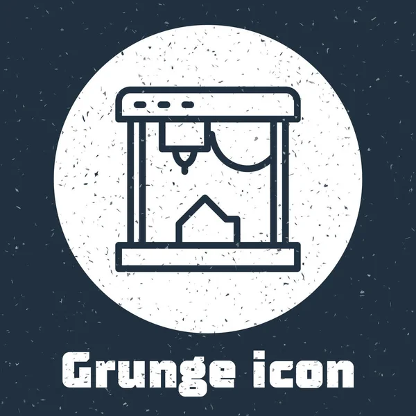 Icône Imprimante Grunge Line Isolée Sur Fond Gris Dessin Vintage — Image vectorielle