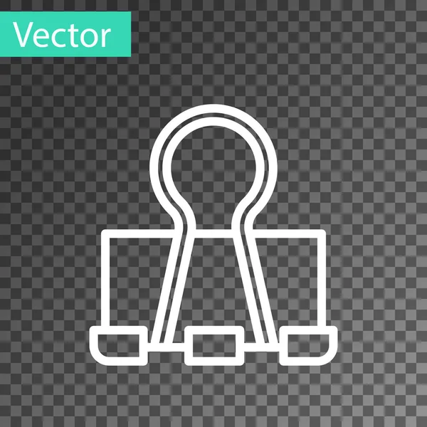 Weiße Linie Binder Clip Symbol Isoliert Auf Transparentem Hintergrund Büroklammer — Stockvektor