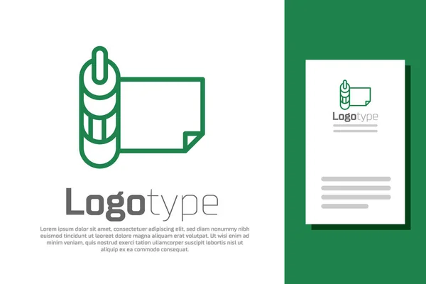 Green Line Roll Paper Icon Isolated White Background Logo Design — Stock Vector