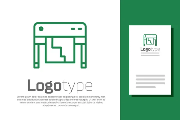 緑の線白の背景に隔離されたプロッタアイコン 大型複合機 ポリグラフ 印刷サービス ロゴデザインテンプレート要素 ベクトル — ストックベクタ