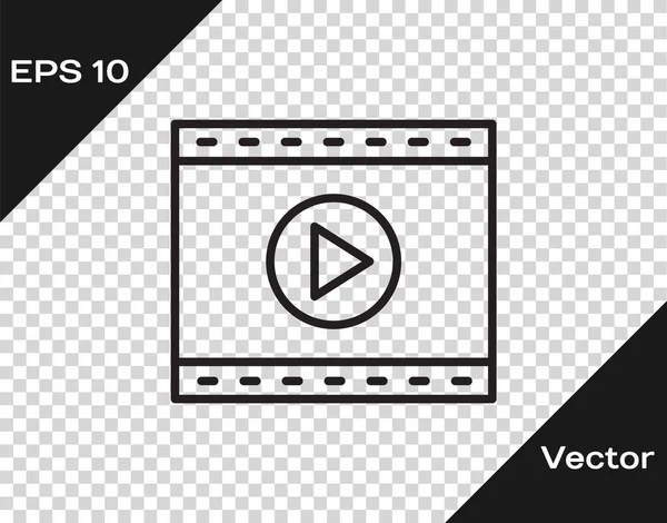 Ligne Noire Icône Vidéo Lecture Ligne Isolé Sur Fond Transparent — Image vectorielle