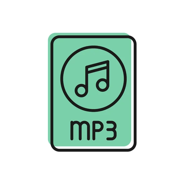 Black Line Mp3 File Document Download Mp3 Button Icon Isolated — Stock Vector