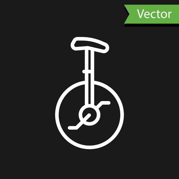 Ligne Blanche Monocycle Une Icône Vélo Roue Isolé Sur Fond — Image vectorielle