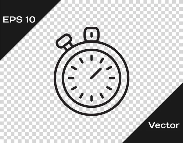 Fekete Vonal Stopwatch Ikon Elszigetelt Átlátszó Háttérrel Időzítő Jel Kronométer — Stock Vector