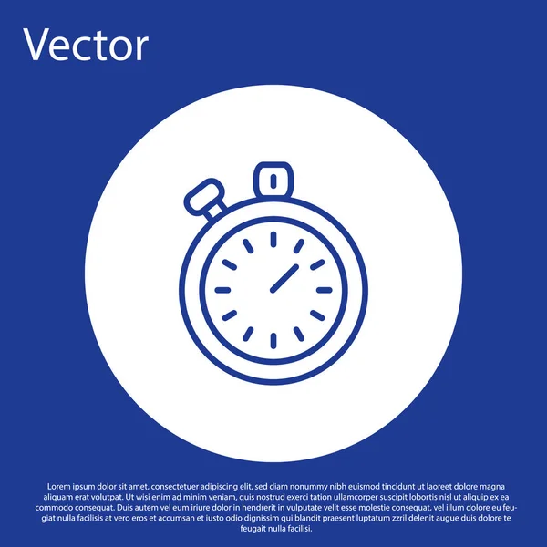 Blaue Linie Stoppuhr Symbol Isoliert Auf Blauem Hintergrund Zeitzeichen Chronometerzeichen — Stockvektor
