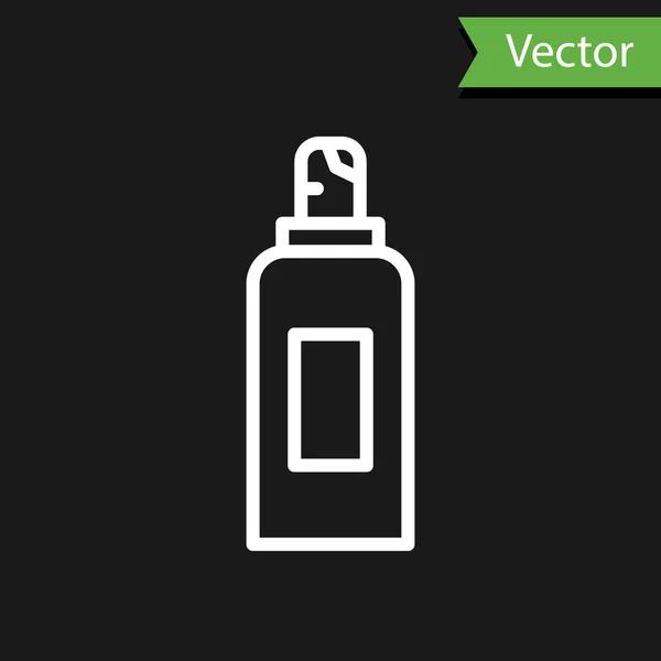 Linha Branca Spray Tinta Pode Ícone Isolado Fundo Preto Vetor — Vetor de Stock