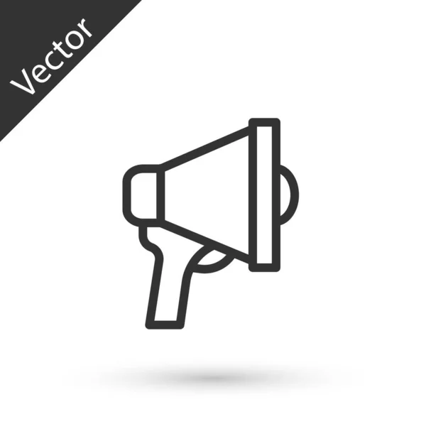 Szürke Vonal Megafon Ikon Elszigetelt Fehér Alapon Hangszóró Jel Vektor — Stock Vector