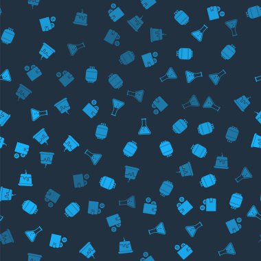 Cüzdanı bozuk para, propan gazı deposu, test tüpü, matara ve pudingli muhallebi ile doldur. Vektör.